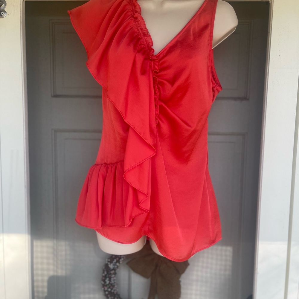 Coral  Ruffle V-Neck Womens Top - KLD Signature